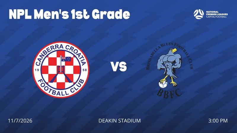 Cầu thủ Canberra Croatia và Brindabella tranh chấp bóng trên sân cỏ
